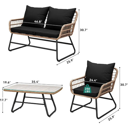 Outdoor Wicker Patio Set of  4