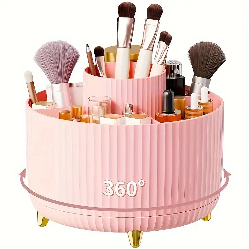 5 Compartment 360° Rotating Makeup & Brush Organizer