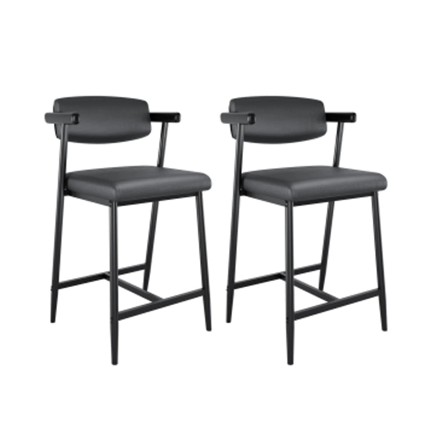 2PCS Modern Bar Stools Set with Back & Wider Seat