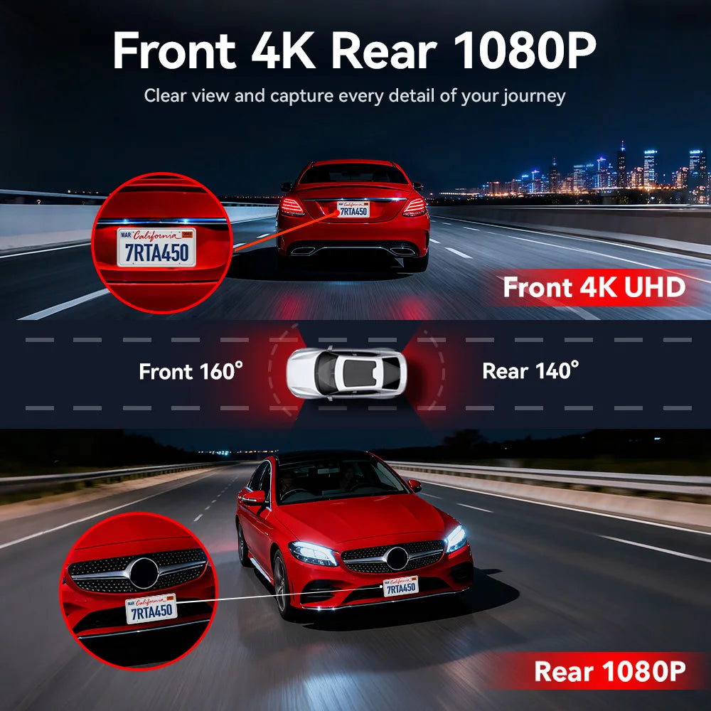 4k Dash Cam Front and Rear Drive Recorder