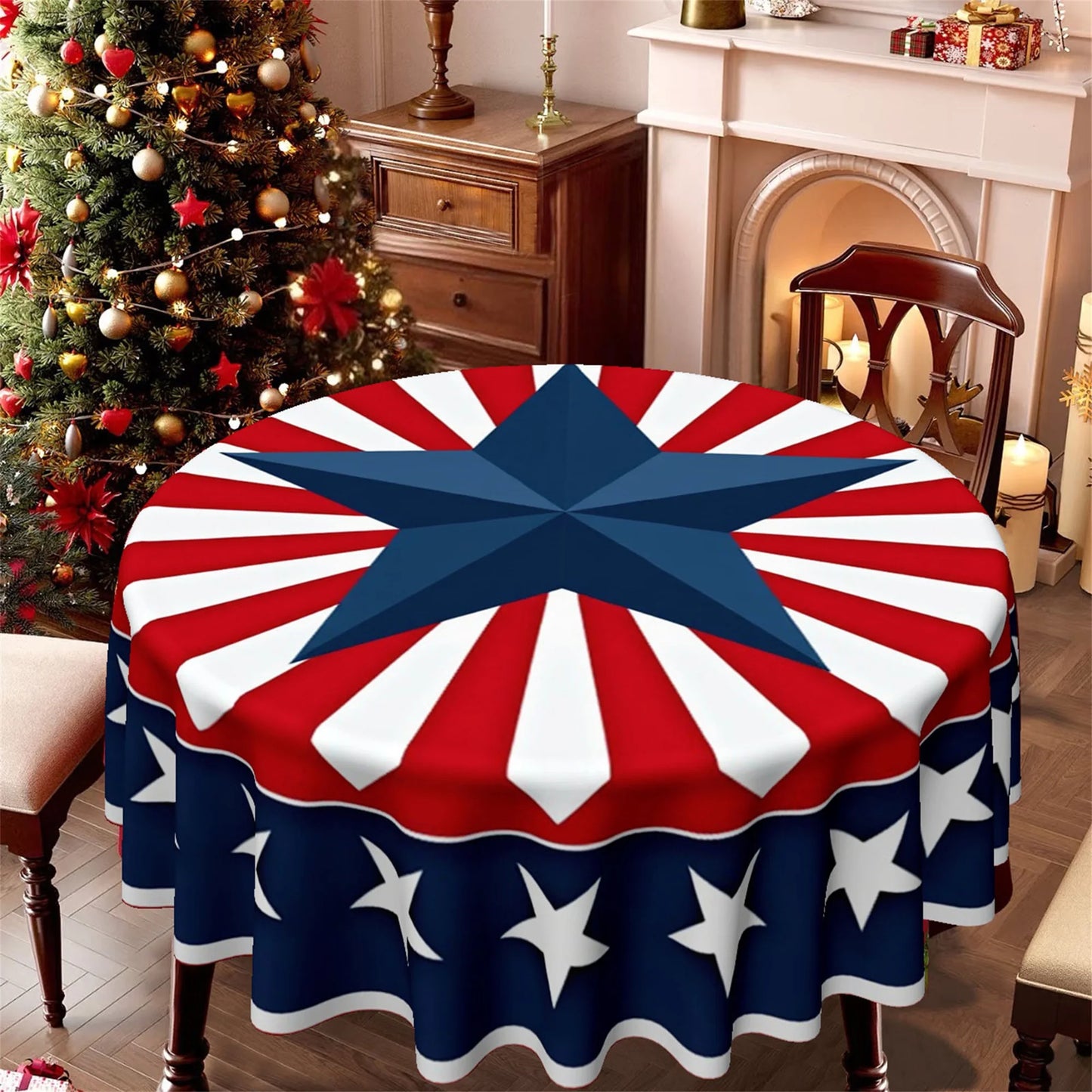 Patriotic Table Runner with Stars and Stripes Print
