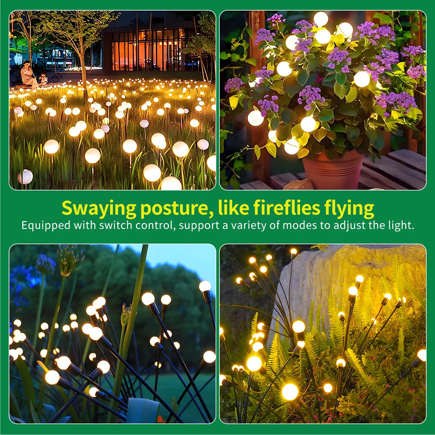 8-Head Outdoor Solar Firefly Lights LED