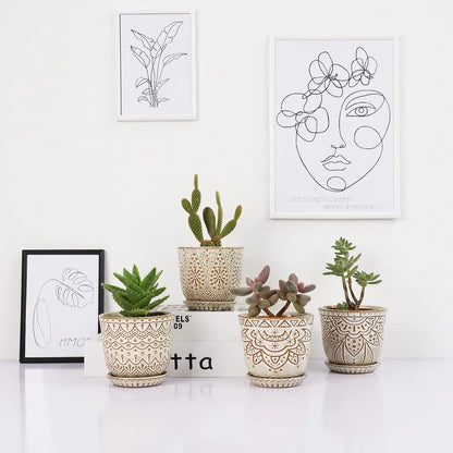 Set of 4 Ceramic Plant Pots