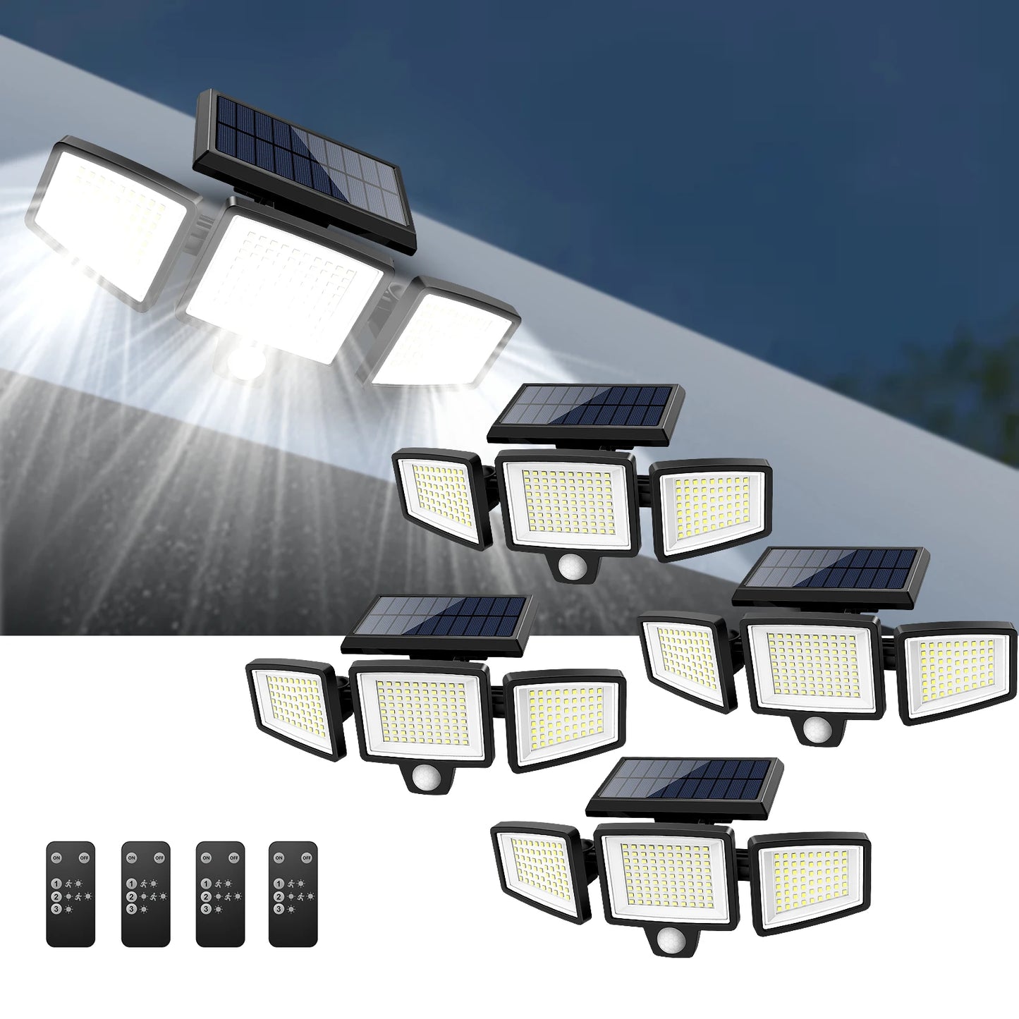 Motion Sensor 3-Head 200+ LED Outdoor Security Light
