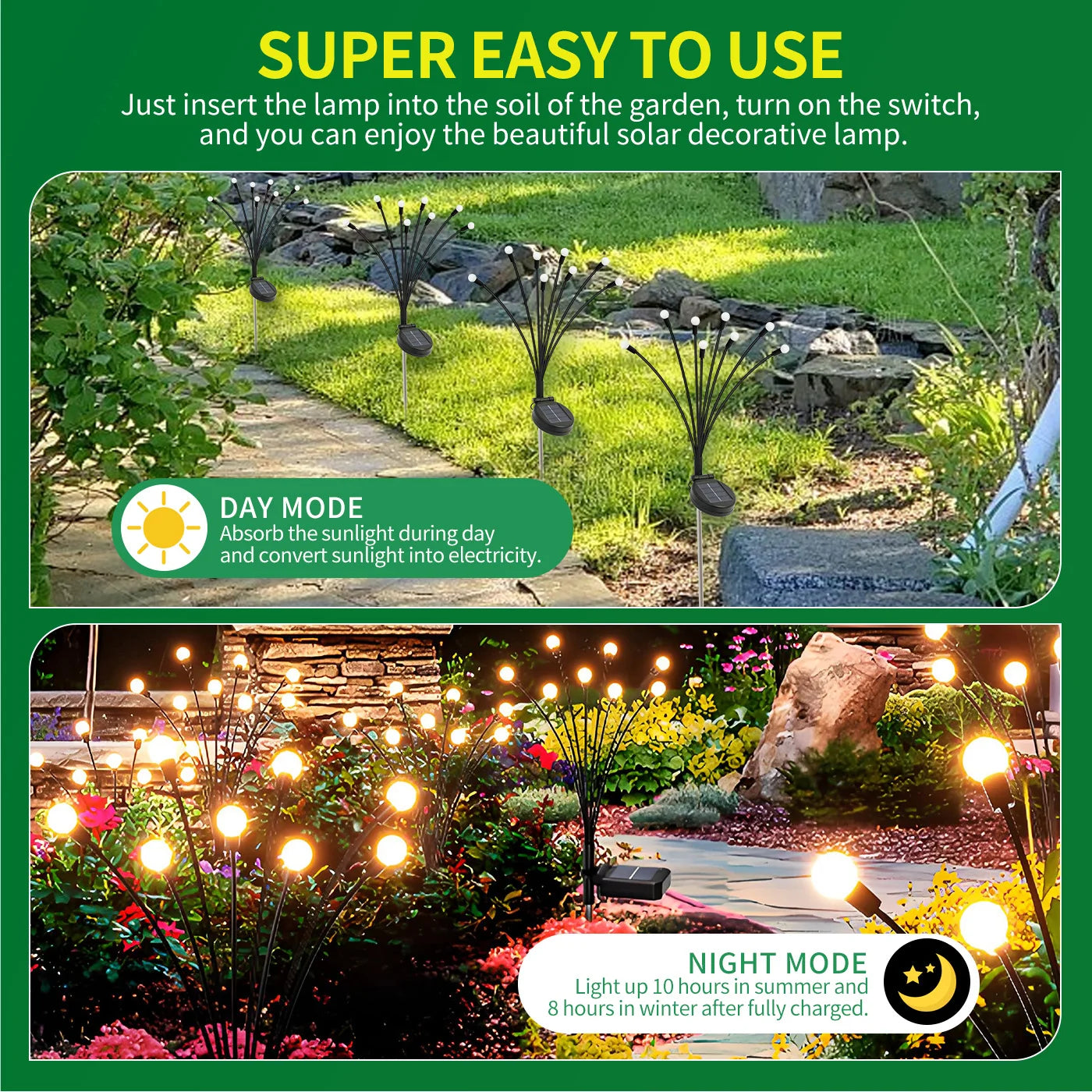 8-Head Outdoor Solar Firefly Lights LED