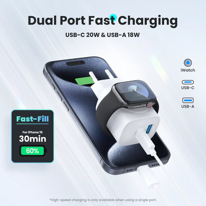 3 in 1 USB C Wall Charger Block for iPhone, Ipad, Apple Watch