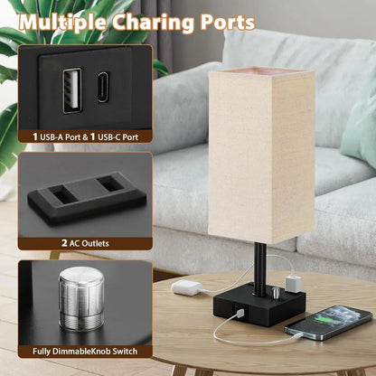 Fully Dimmable Table Lamps w/Charging Ports