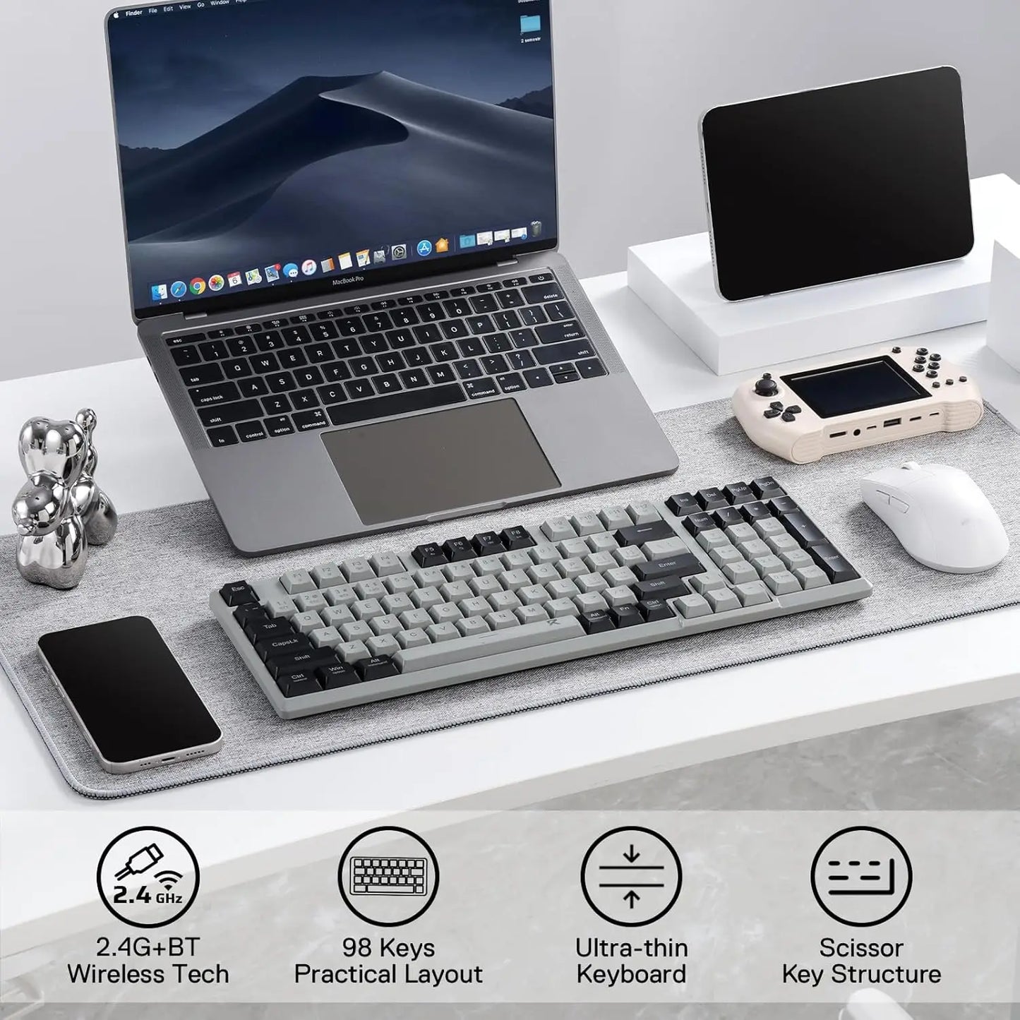 Redragon Low-Profile 2.4G BT Wireless Quiet Keystroke Keyboard