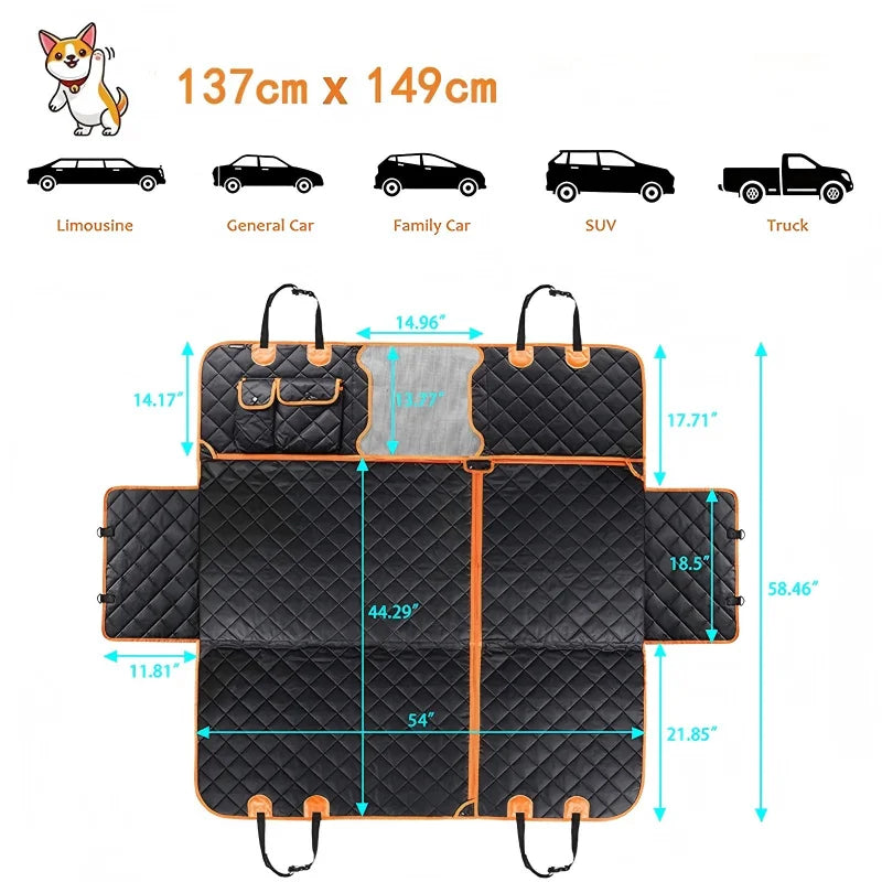 Waterproof Dog Car Seat Cover Nonslip Back Seat Protector