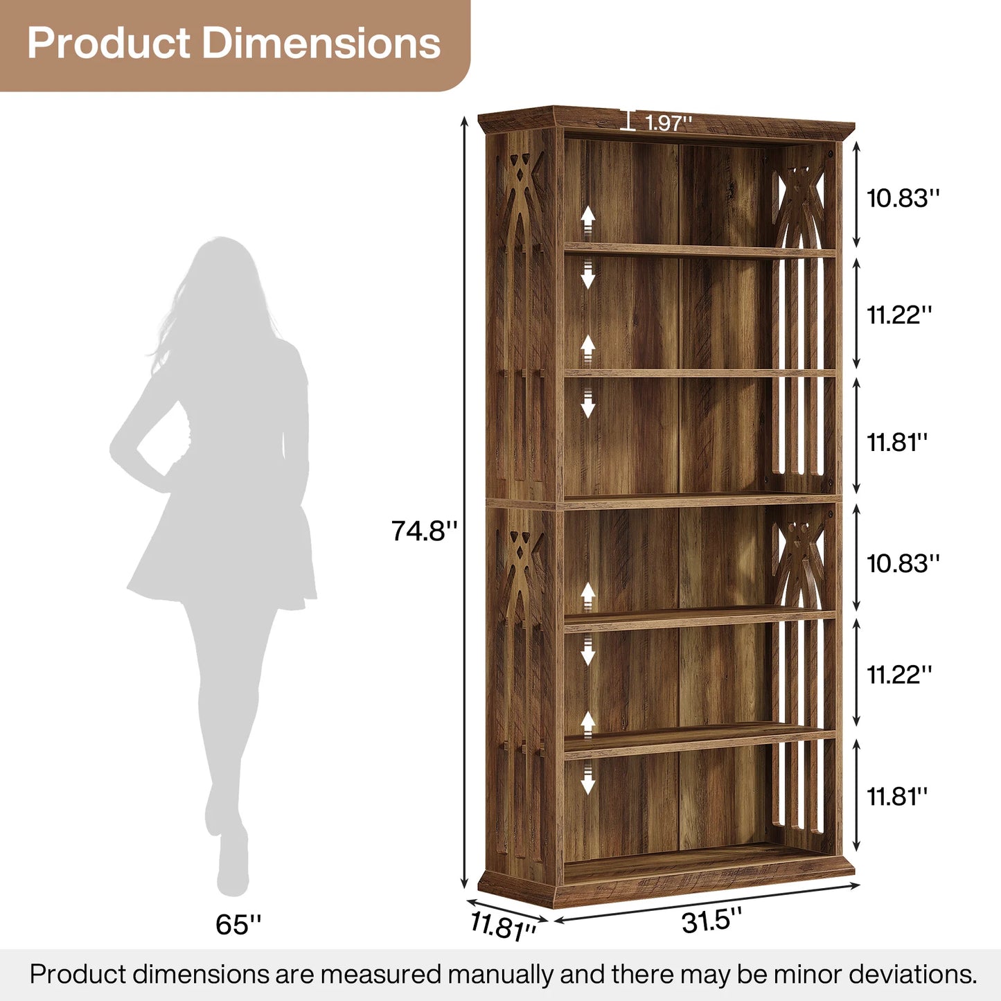 75-Inch 6-Tier Tall Bookshelf
