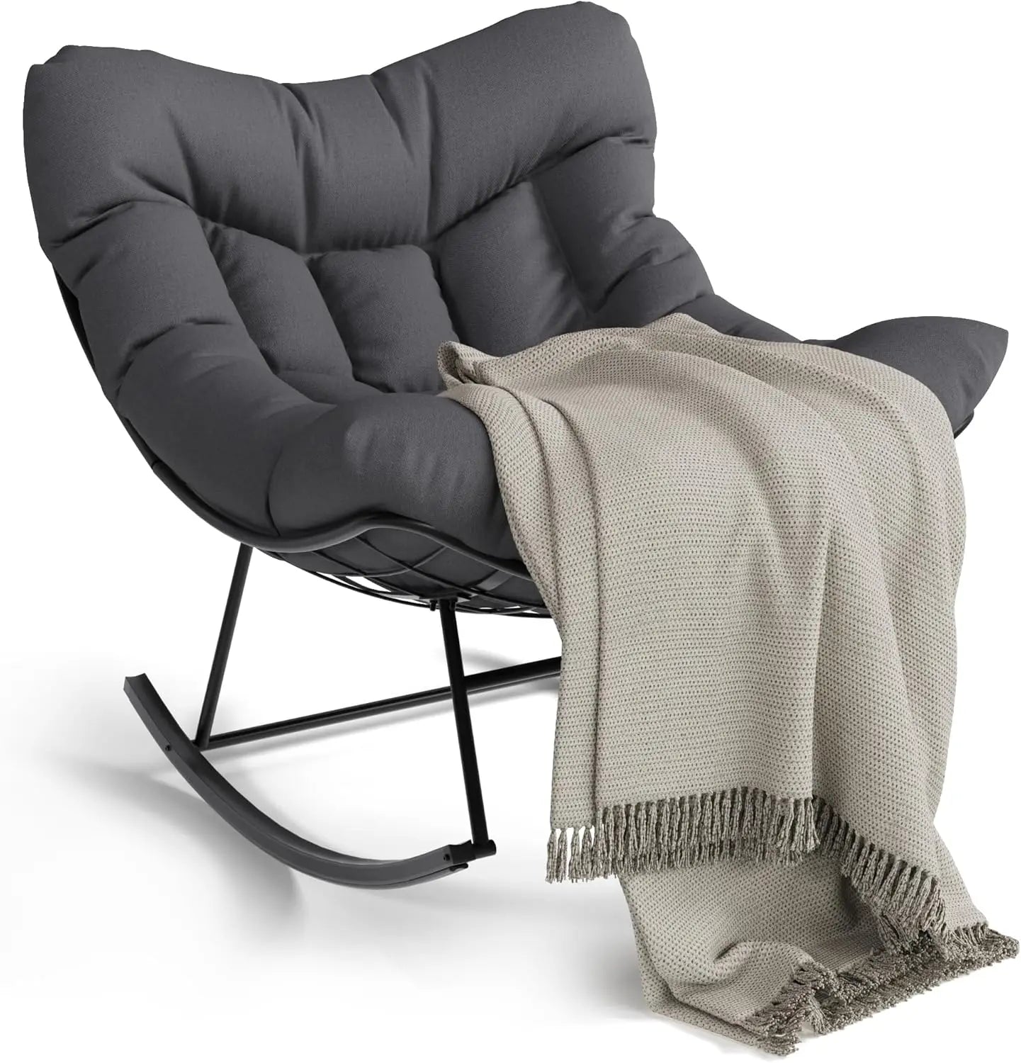 Outdoor/Indoor Oversized Rocking Chair with Footrest