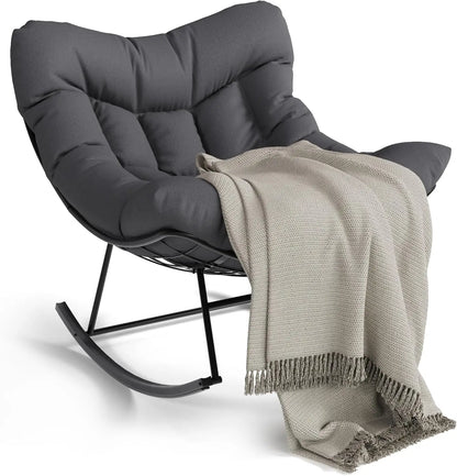 Outdoor/Indoor Oversized Rocking Chair with Footrest