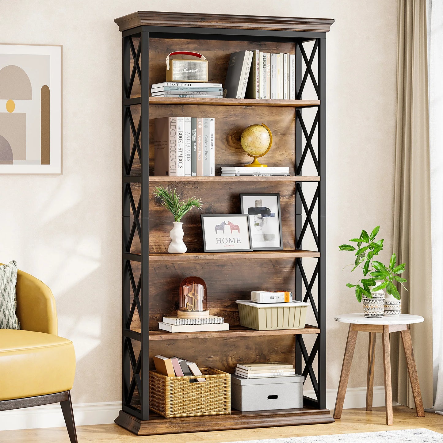 71 in 6-Tier Industrial Bookcase