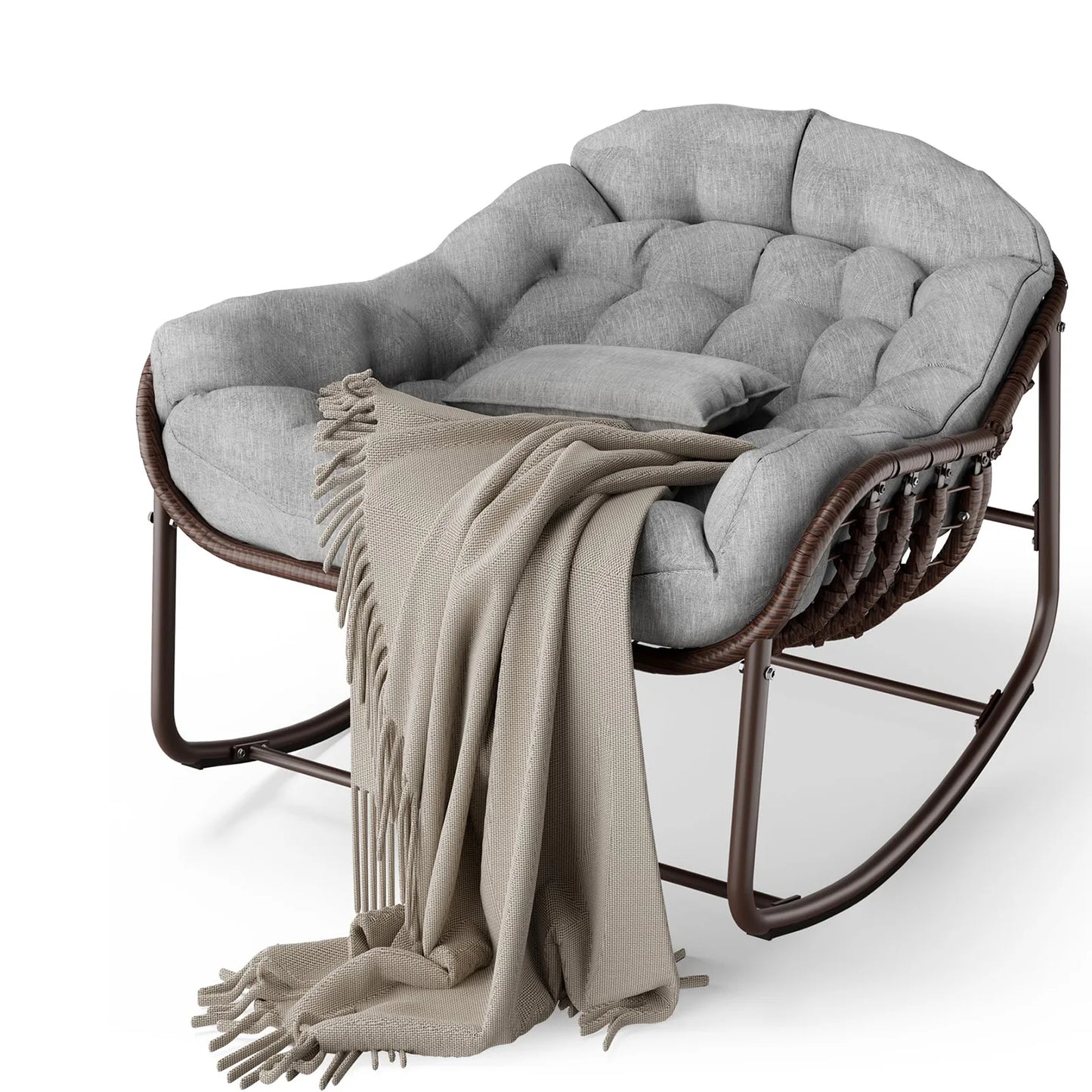 Oversized Papasan Rocking Chair With Cushion