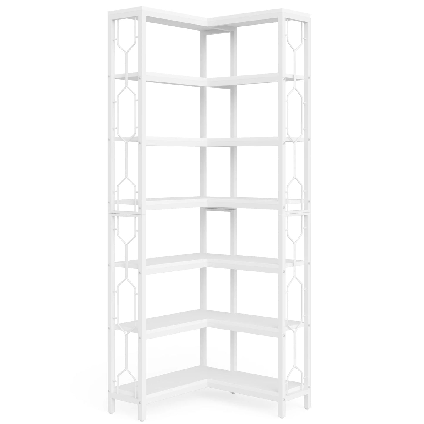 Tribesigns 7-Shelf Corner Bookshelf w/ Metal Frame