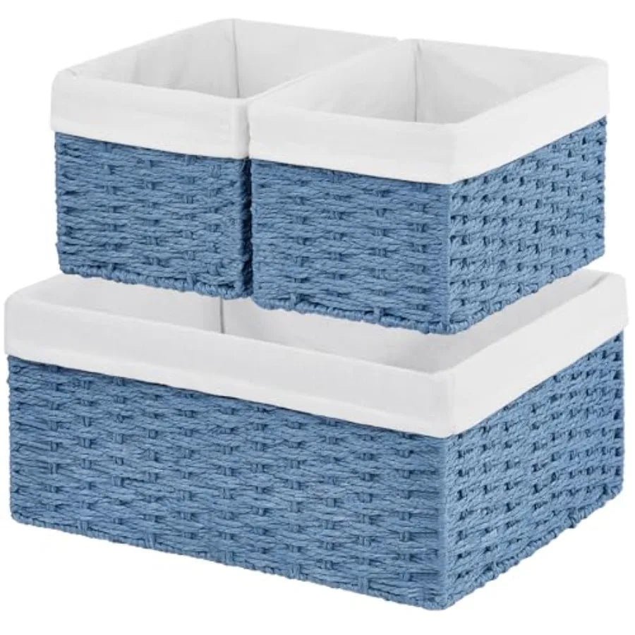 3-Pack Woven Rope Wicker Baskets