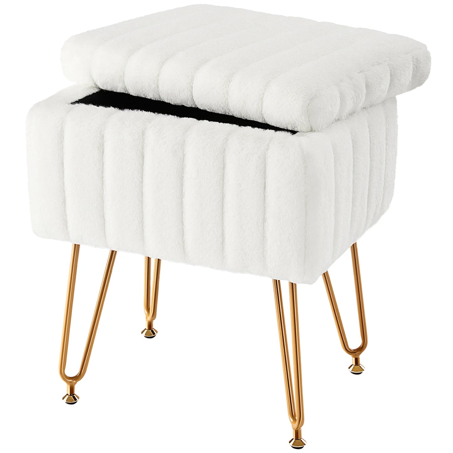 Faux Fur Hidden Storage Ottoman