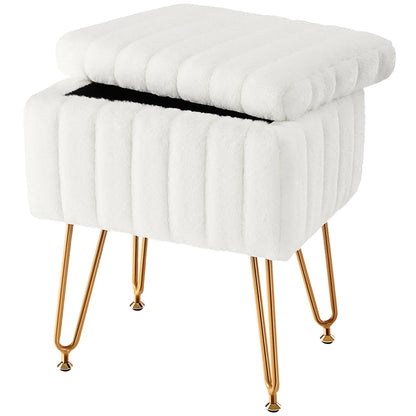 Faux Fur Hidden Storage Ottoman