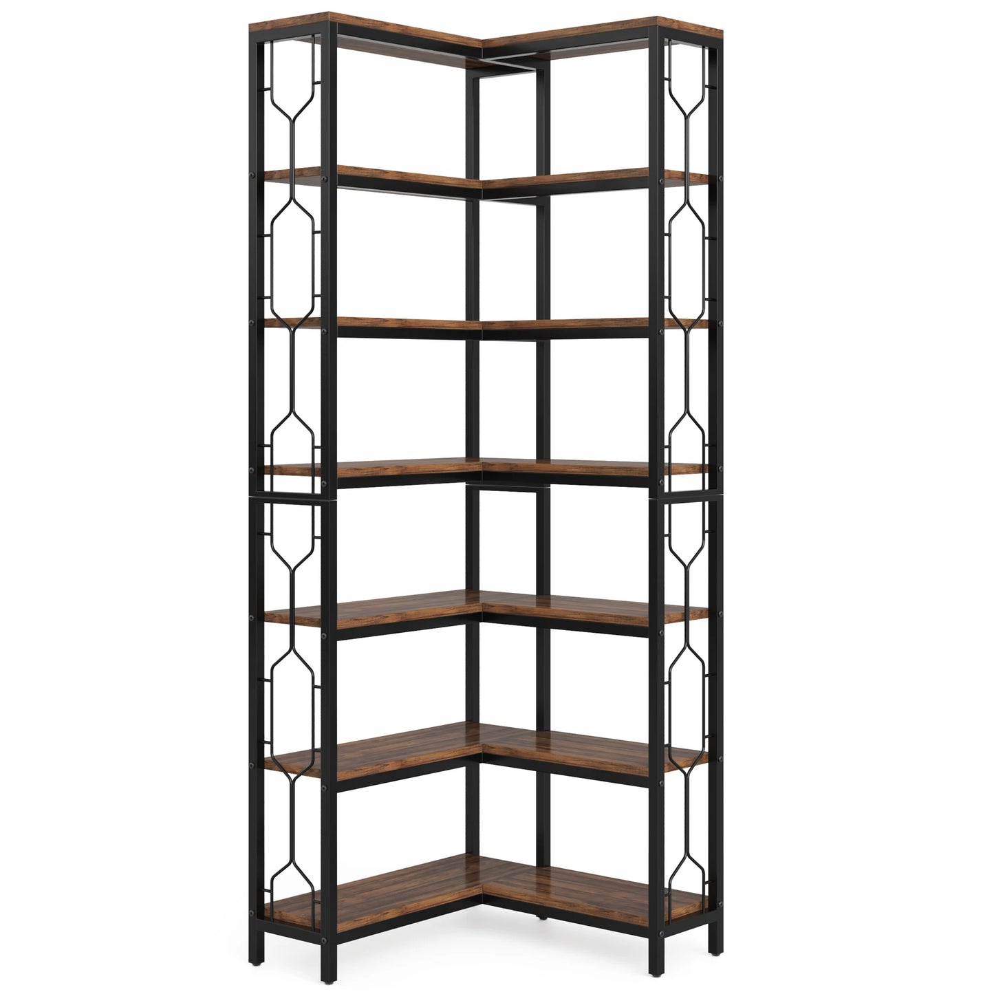 Tribesigns 7-Shelf Corner Bookshelf w/ Metal Frame