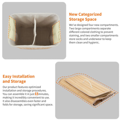 Large Bamboo Laundry Hamper with Removable Liner