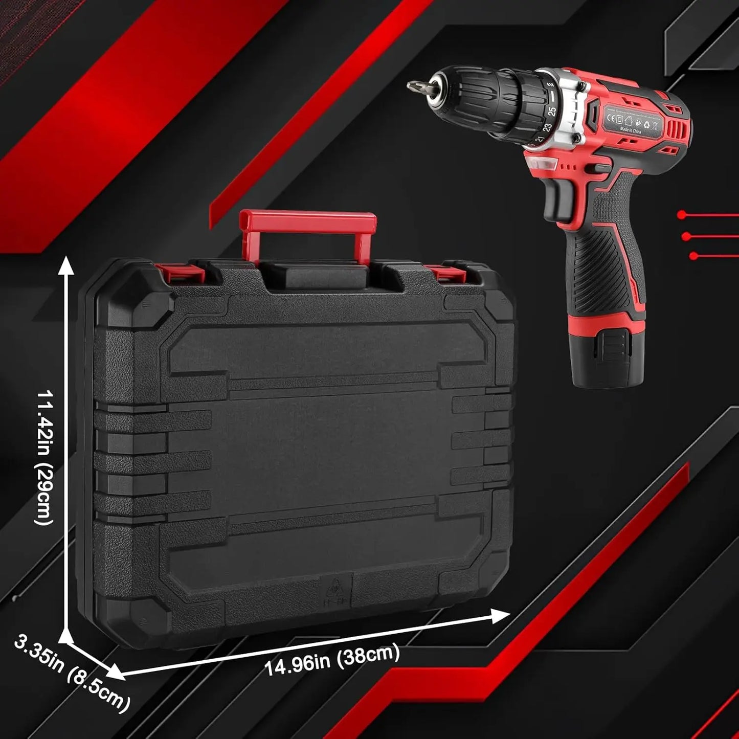 138 Pcs Power Tool Set with 12V Cordless Drill