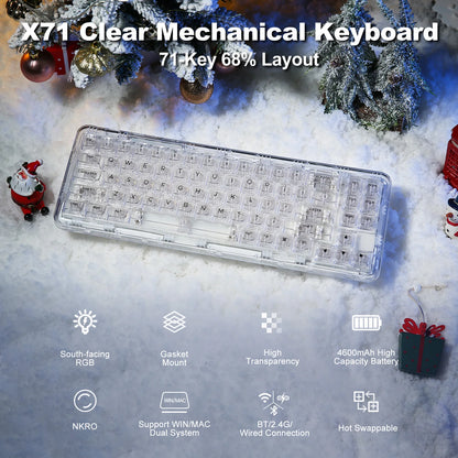 Transparent Gaming Keyboard with Clear Keycaps