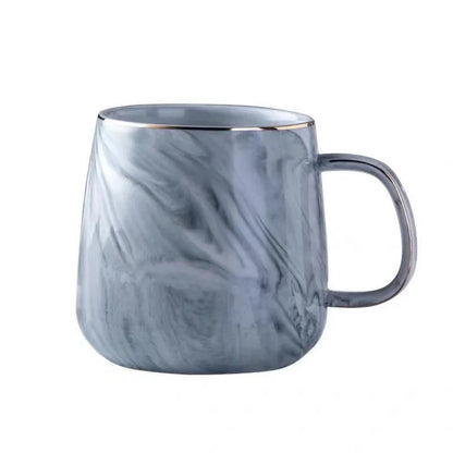 Nordic Marble Ceramic Mug with Gold Rim