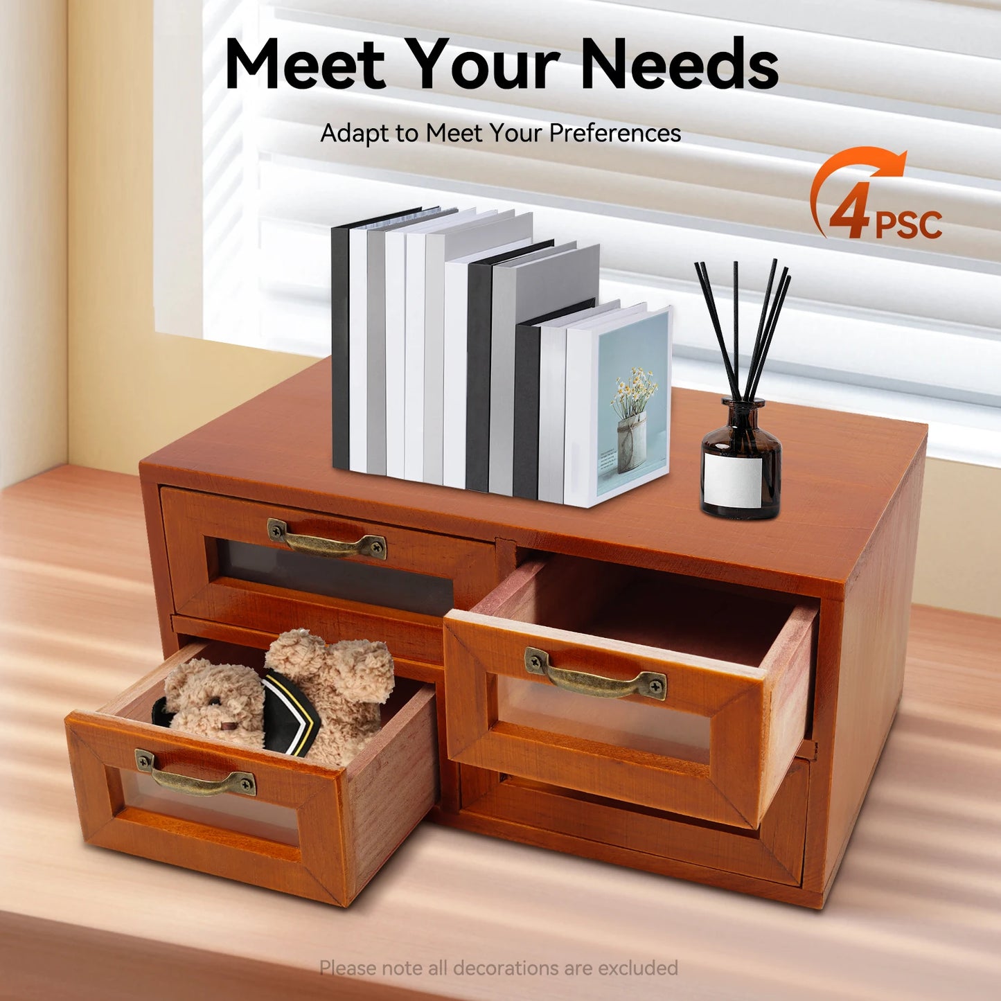 16-Drawer Walnut Desktop Storage Organizer