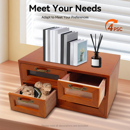 16-Drawer Walnut Desktop Storage Organizer