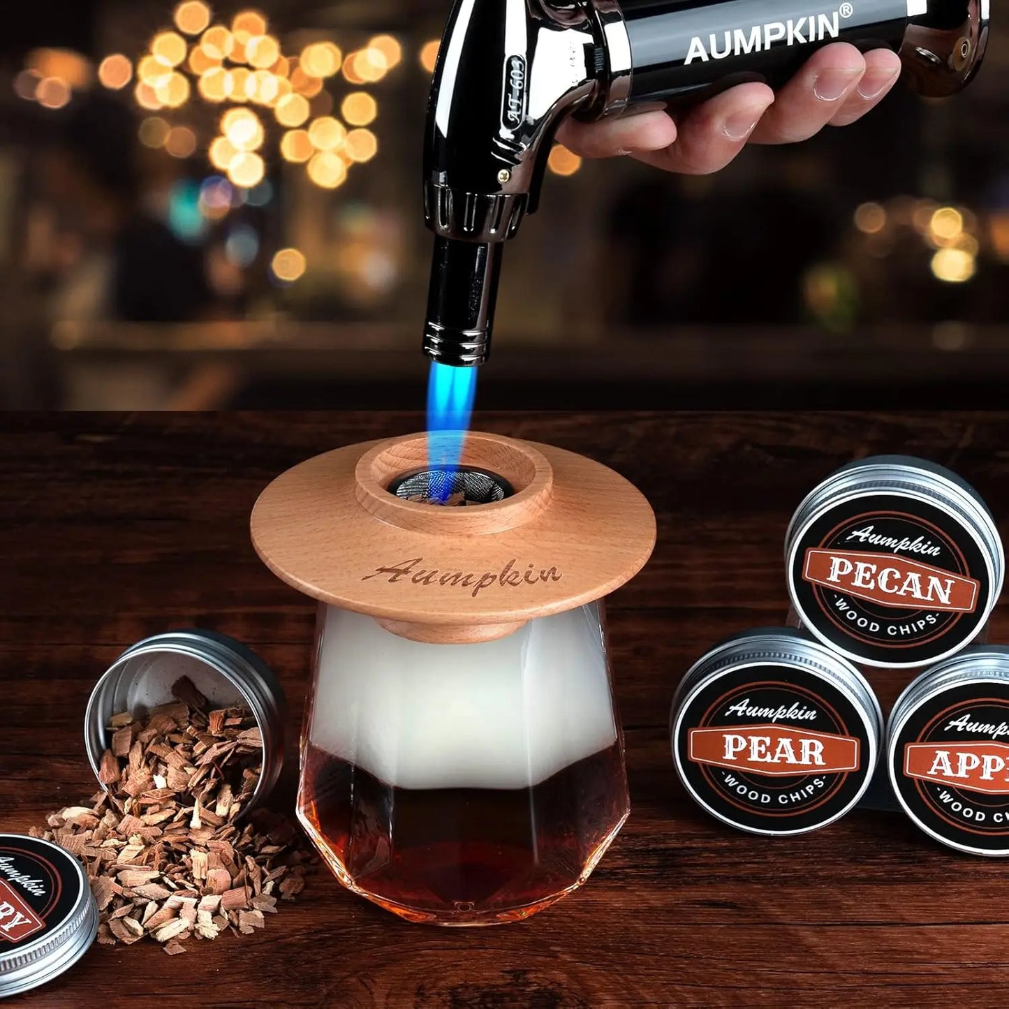 Cocktail Smoker/Infuser Kit with Torch - 6 Flavors Wood Chips