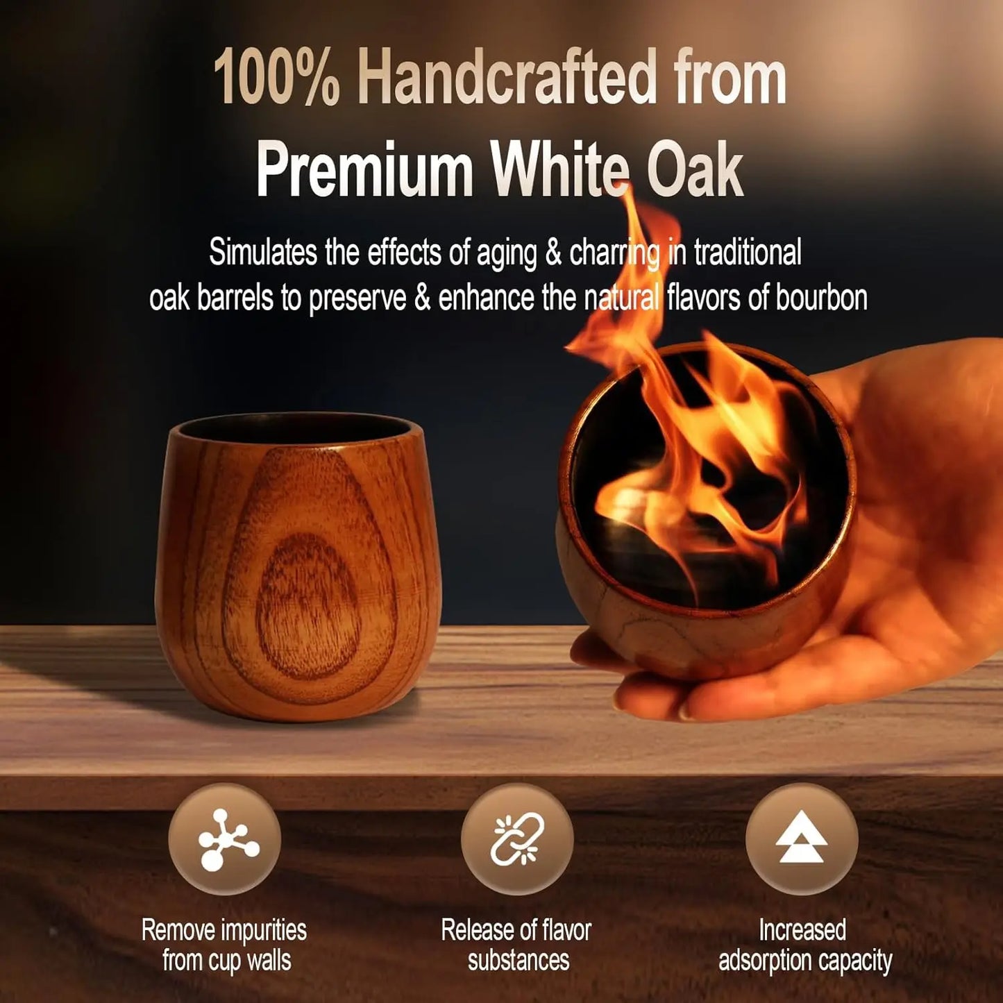 Handcrafted Charred Wooden Whiskey Glass Set
