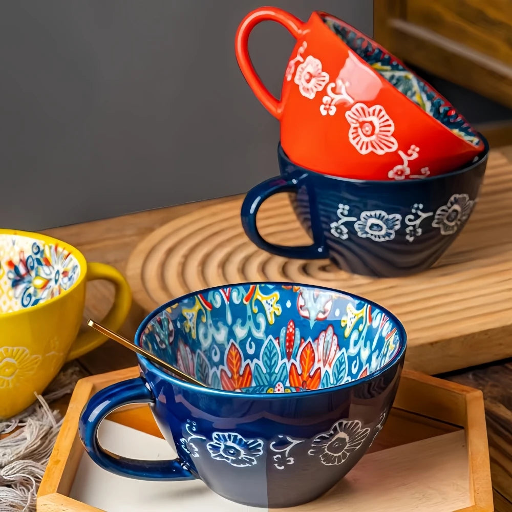 Hand Painted Ceramic Bohemian Mug