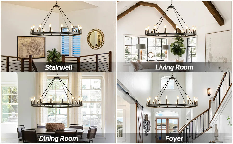 16-Light Wagon Wheel Chandelier