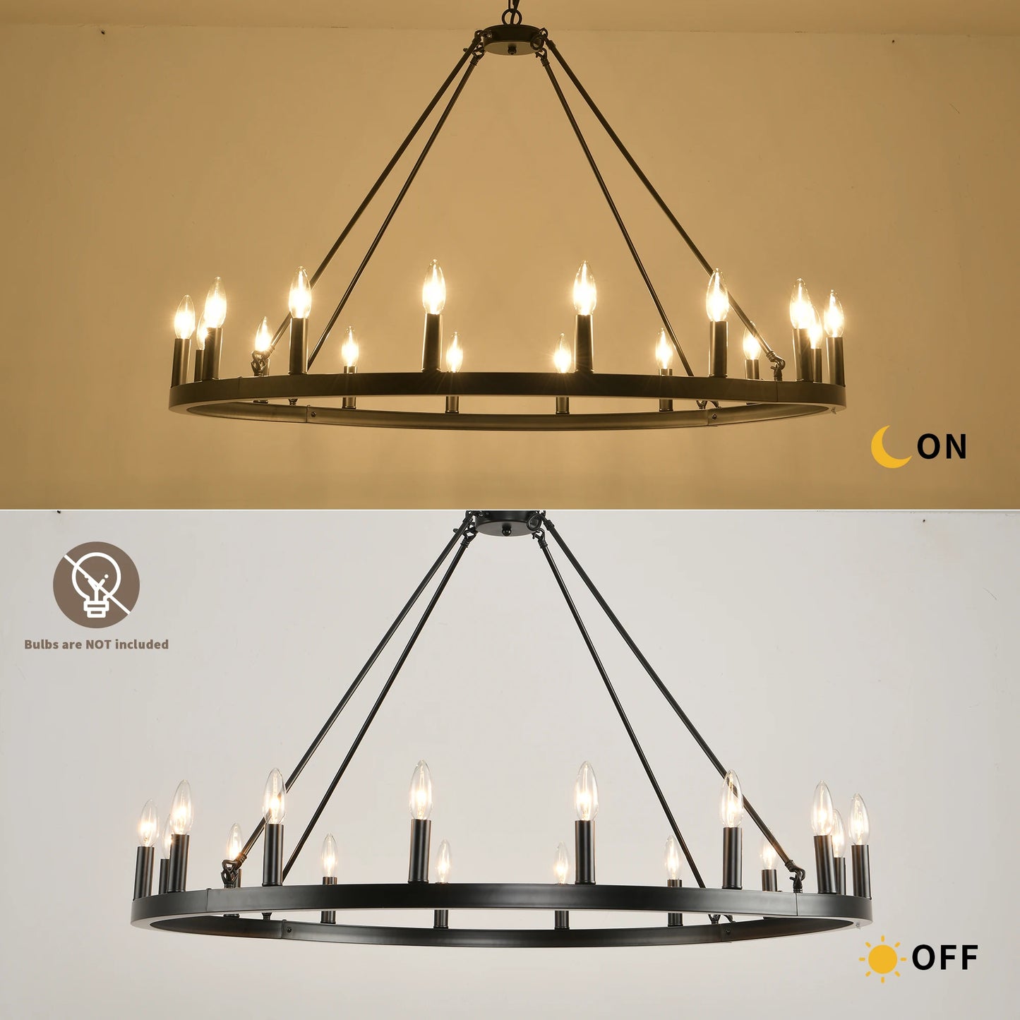16-Light Wagon Wheel Chandelier