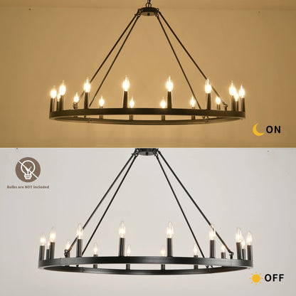 16-Light Wagon Wheel Chandelier