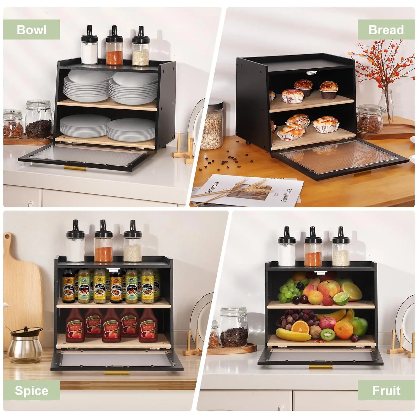 Double Layer Bamboo Large Bread Box