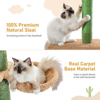 5-Tier Floor to Ceiling Cat Tower Cactus