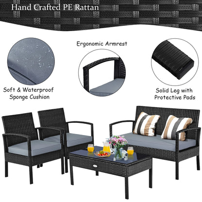 4pcs Outdoor Wicker Set
