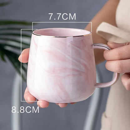 Nordic Marble Ceramic Mug with Gold Rim