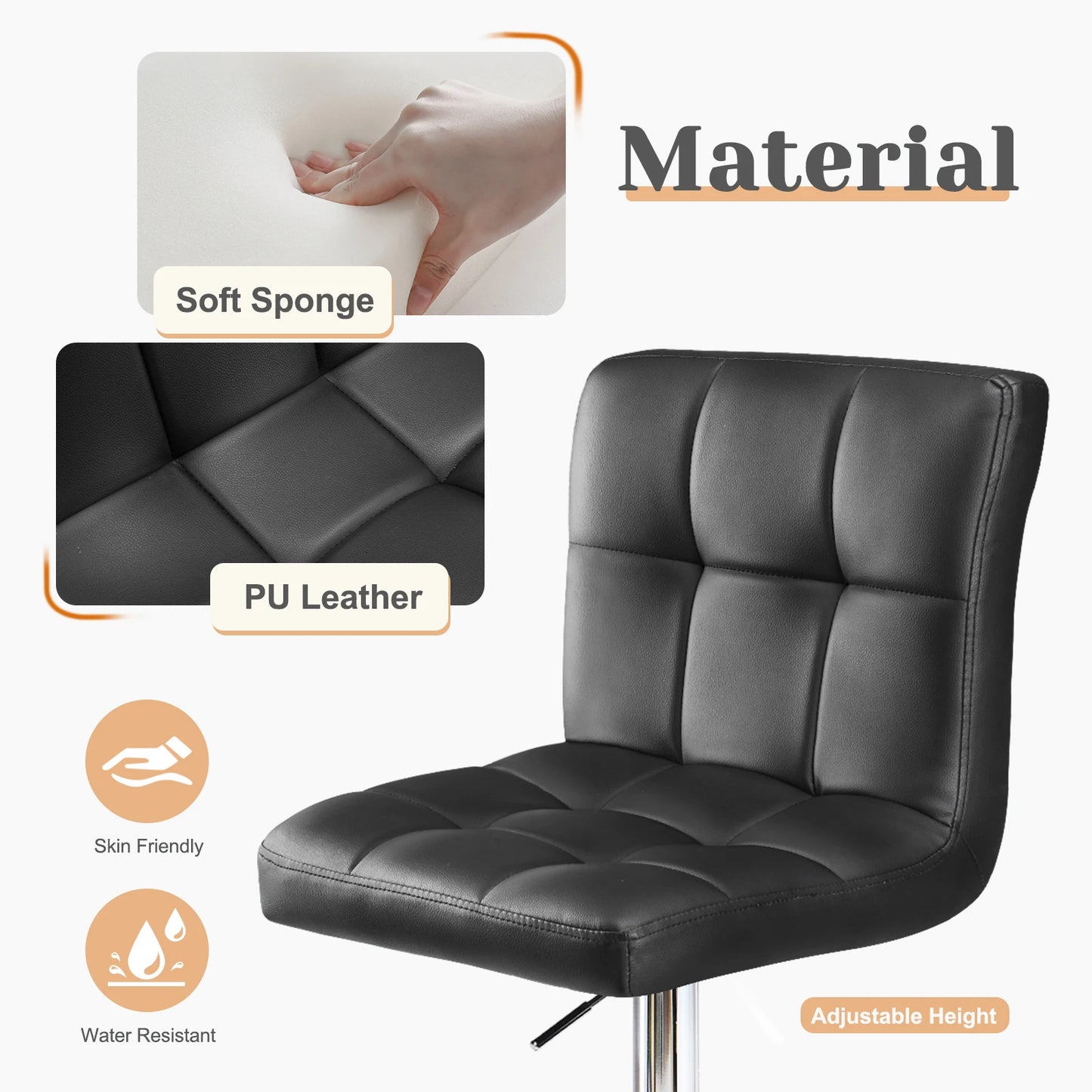 Leather Bar Stools Set of 2-up to 250lbs