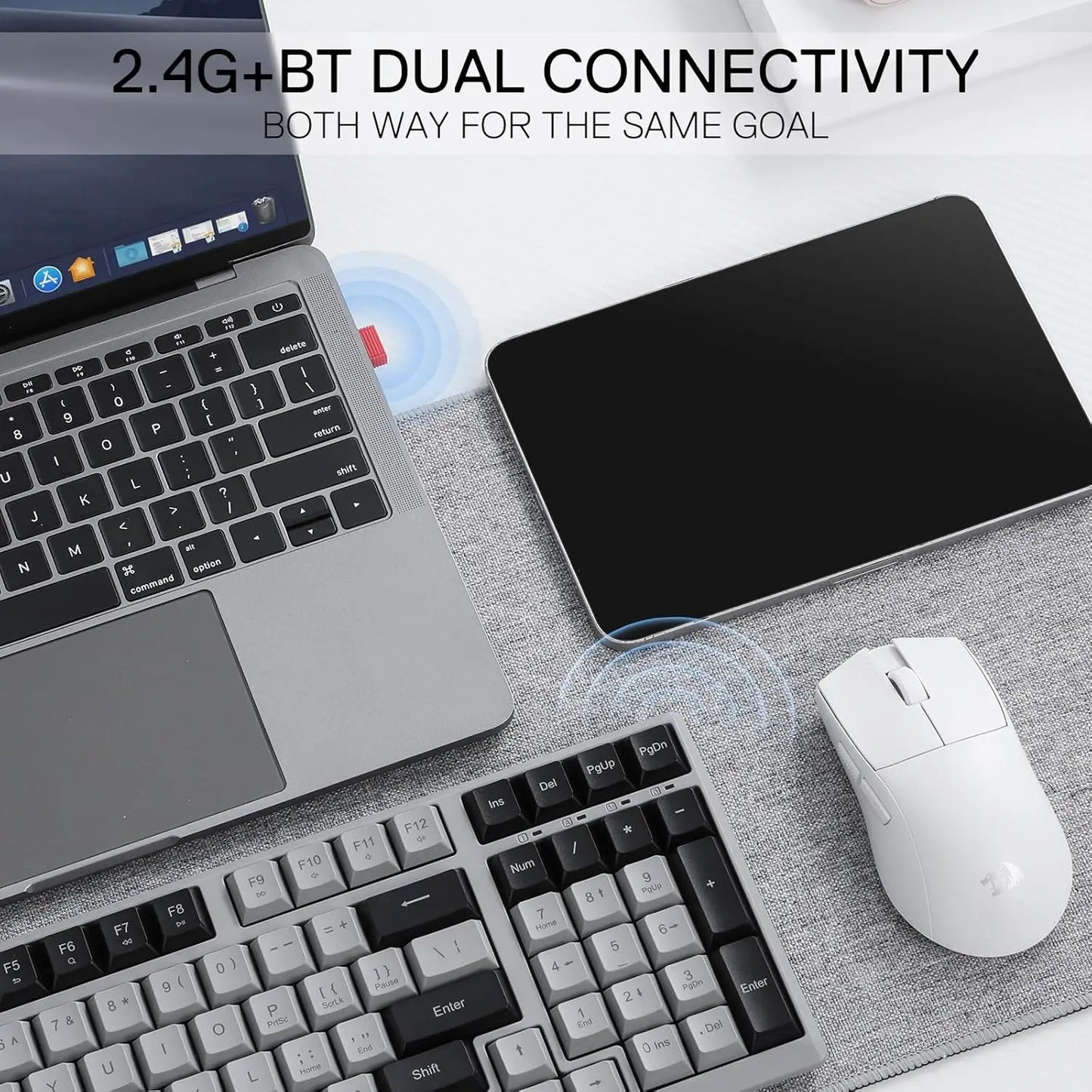 Redragon Low-Profile 2.4G BT Wireless Quiet Keystroke Keyboard