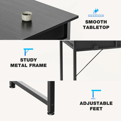 32in Computer Desk with Fabric Storage Drawers