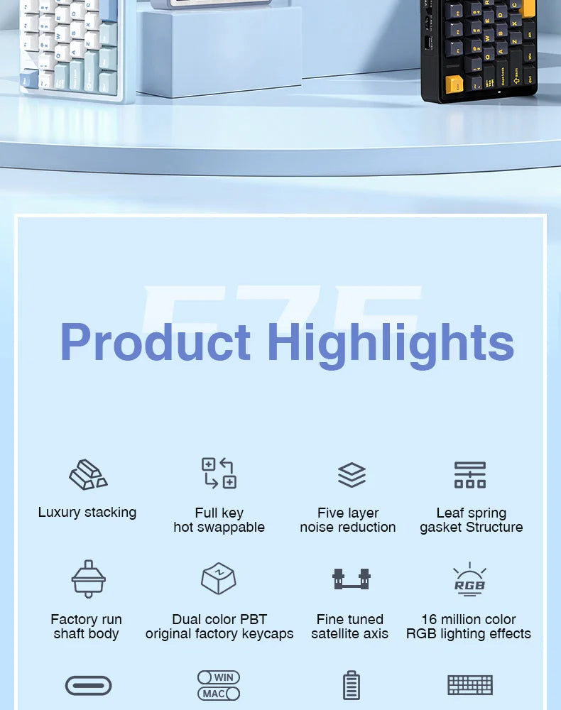 2.4G Wireless/Bluetooth/Wired Gaming Keyboard