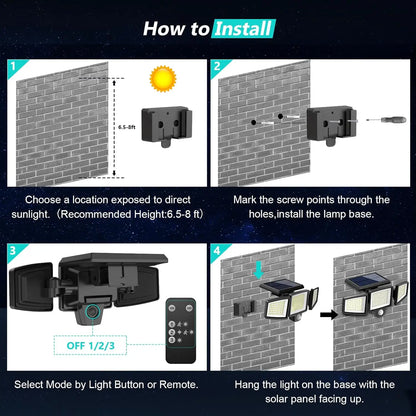 Motion Sensor 3-Head 200+ LED Outdoor Security Light