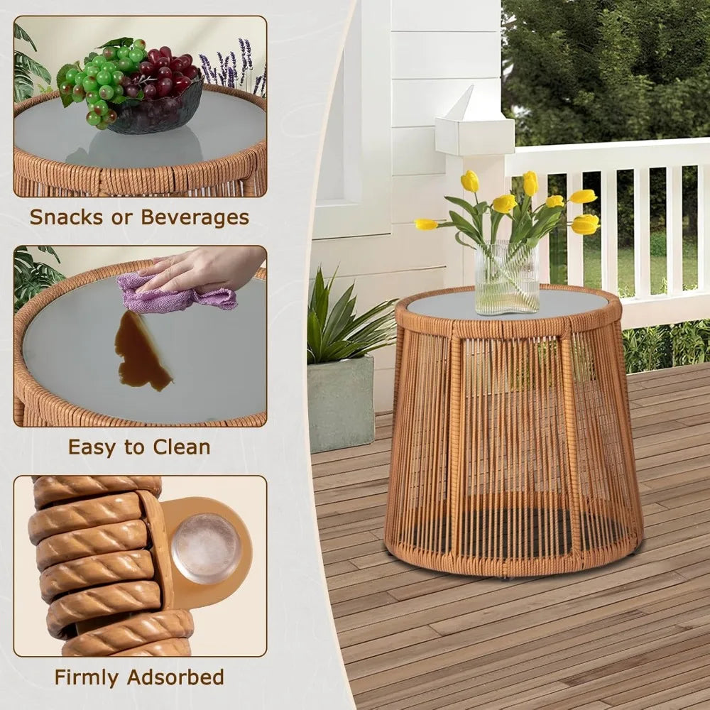 3 Piece Outdoor Wicker Bistro Set