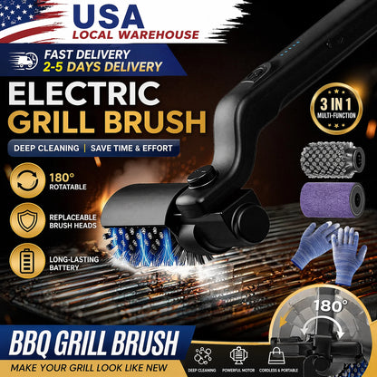 Electric Grill Brush Cleaning BBQ Cleaner Brush Cordless Rechargeable Rotary Adjustable Outdoor Heavy oil Stains Clean Tool