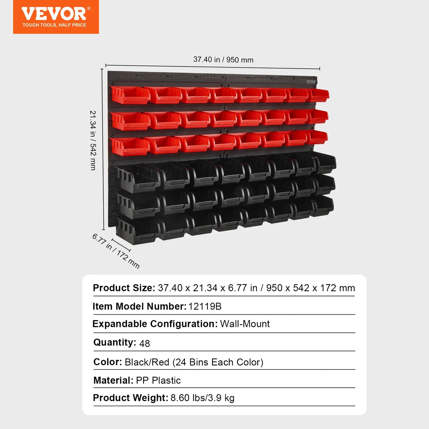 Wall Mounted Garage Storage 30-48 bins
