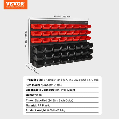 Wall Mounted Garage Storage 30-48 bins