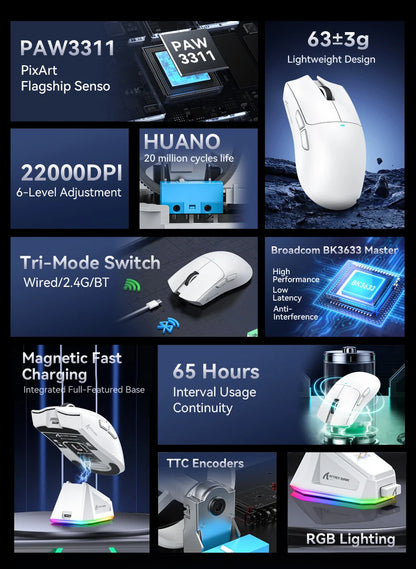 Lightweight Wireless Gaming Mouse with RGB Backlight Charging