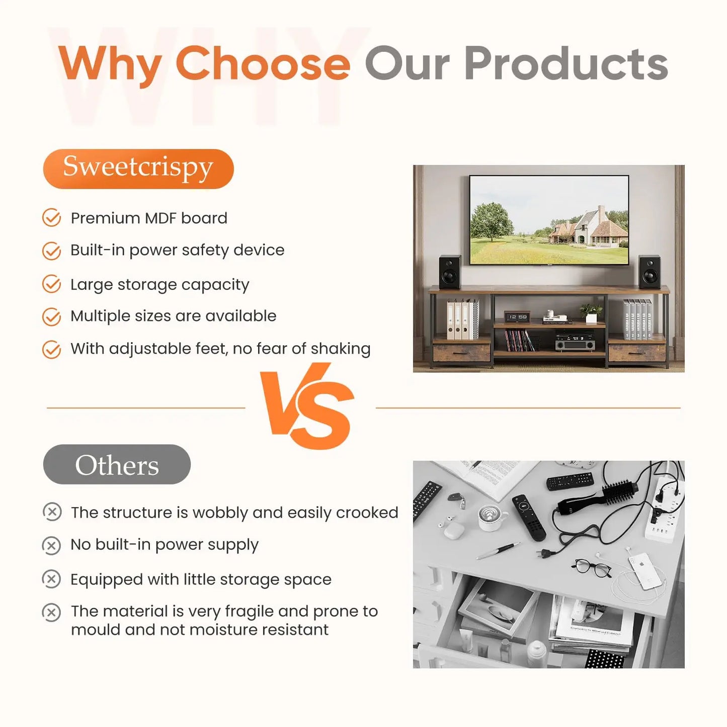Wooden Stand For Up To 75 Inch TV